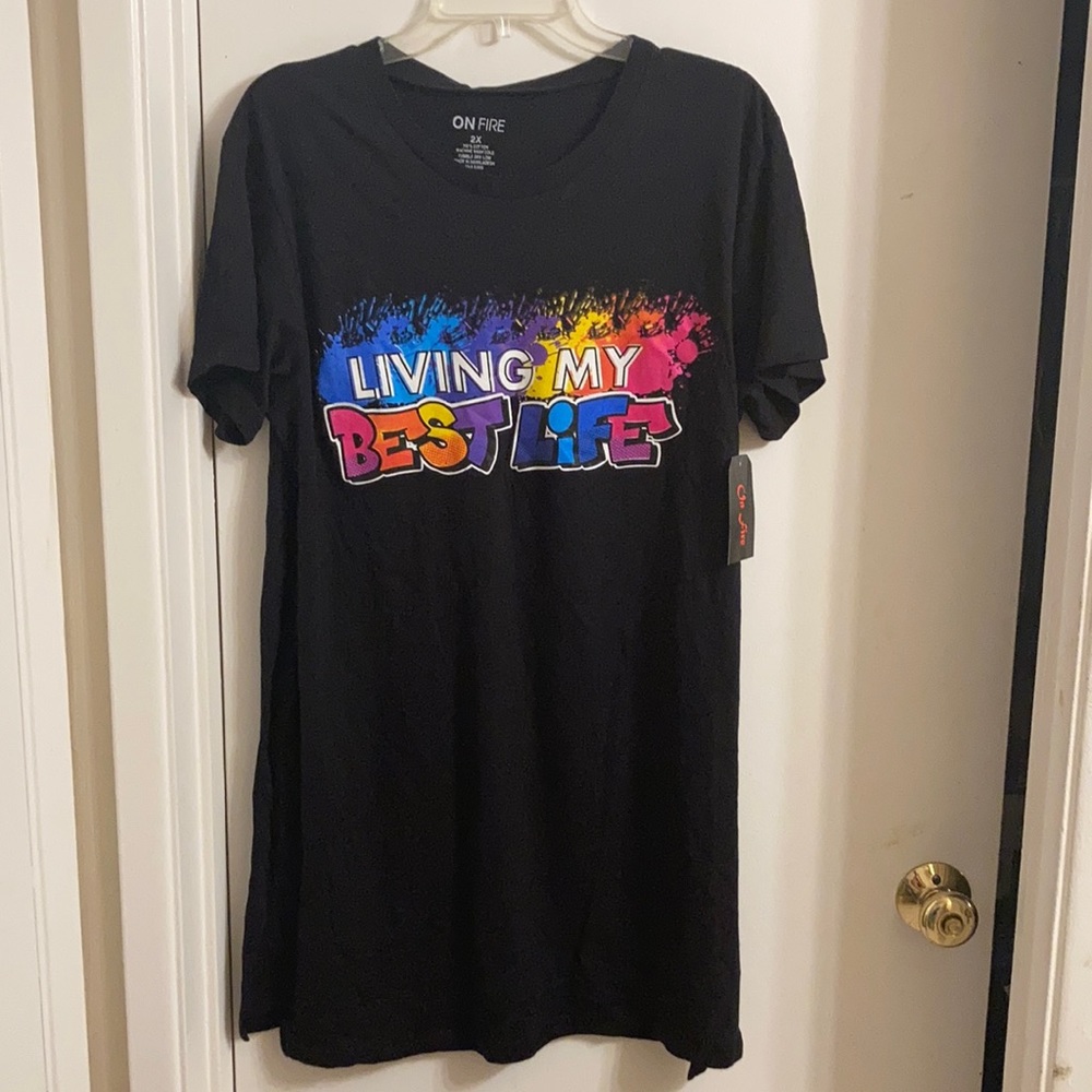 On Fire Tunic Top / Size XXL / black w slits on sides